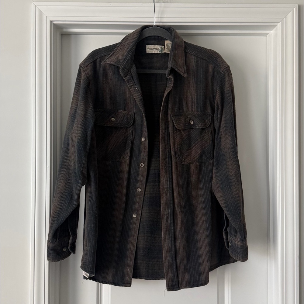 Fieldmaster Brown Striped Button Up Shacket - image 1